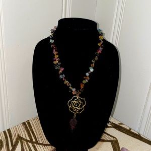 Multi color tourmaline necklace or mala beads.